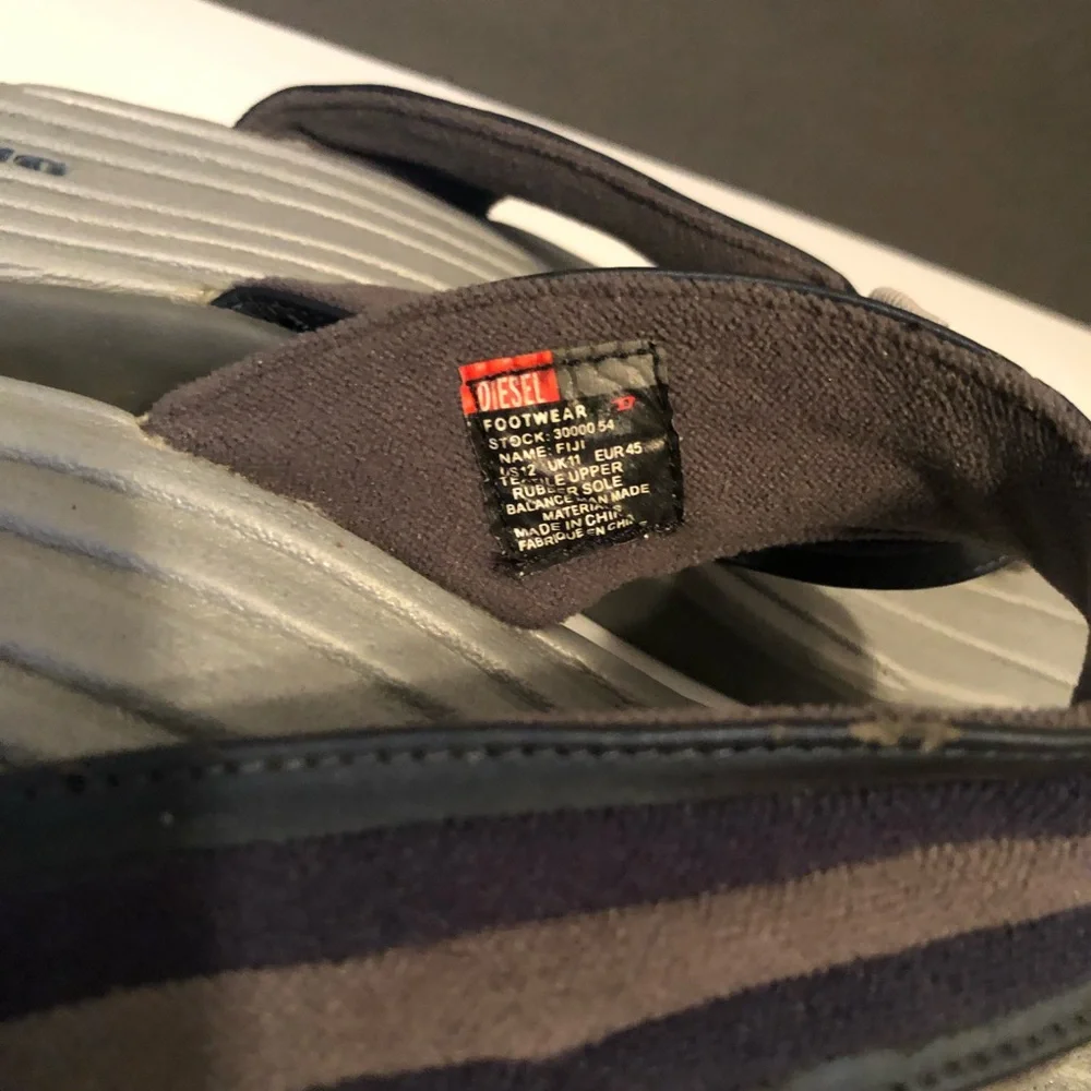 Diesel Mens Gray Blue Fuji 30000 54 Flip Flops Sz 12